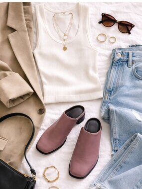 Donald J Pliner Mauve Silk Mule Clogs Womens 7 NIB Made in Spain Designer Shoes